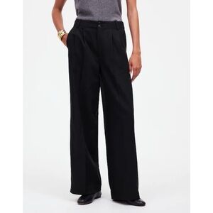 Madewell The Plus Harlow Wide-Leg Pant in Drapey Twill True Black Lyocell Linen